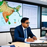 행정관리사와 공무원 업무 차이 - A detailed office scene featuring an administrative manager in formal Indian attire, sitting at a la...