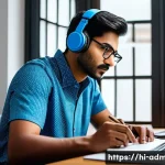 Home 21 행정관리사와 시간관리 노하우 - A focused Indian office worker in traditional casual attire, sitting at a clean desk with neatly org...