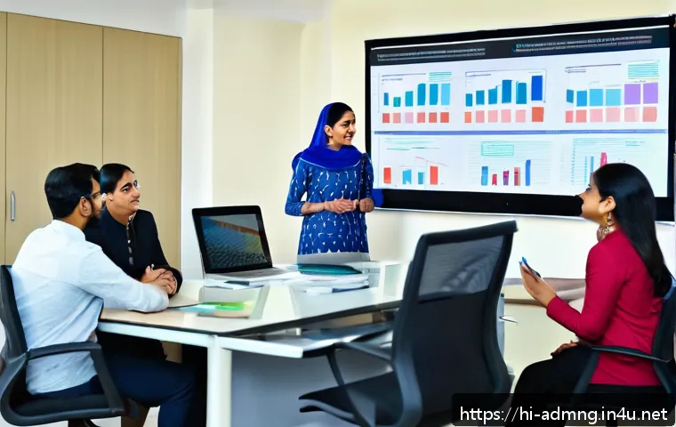행정관리사 업무 윤리와 책임 - A professional administrative manager conducting a transparent team meeting in a modern office envir...