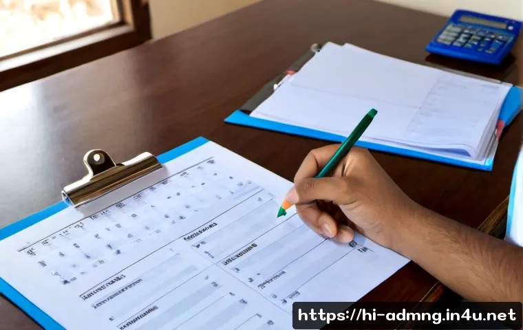 행정관리사 실기시험 체크리스트 - Photorealistic Indian administrative exam candidate at a clean study desk, carefully organizing a pr...